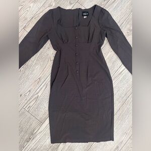 Collectif Grey Long Sleeve midi Dress